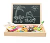 Multi-functional magnetic farm wooden Jigsaw Puzzle double-sided drawing board building blocks for kids
