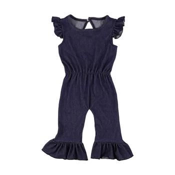 denim ruffle romper