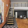 Galvanized steel wood stair step frameless glass staircase