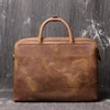 Dreamtop DTG471 real leather briefcase business bag crazy horse leather vintage style computer handbag for men