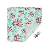 120*120cm Single-deck Super soft touch baby blanket aqua blue floral baby swaddle wrap blankets square shape milk silk material