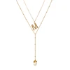 Gold Layered Wire Wrapped Freshwater Baroque Pearl M Letter Initial Necklace
