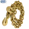 G80 yellow zinc galvanized transport tie down lashing link chain with bent hooks