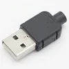 DIY USB 2.0 Connector Plug A Type Male 4 Pin Assembly Adapter Socket Solder Type Black Plastic Shell For Data Connection