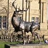 Handmade Best Quality metal craft elk sculpture bronze brown jumping deer