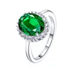 Good quality 925 sterling silver 3 A crystal classic oval shape 925 sterling silver green stone ring
