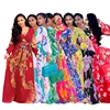 Wholesale Fashion Women Plus Size Maxi Print Dress Long High Quality Long Sleeve Summer Beach Chiffon Party Dress
