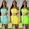 Prom hot sexy night party club woman girls two piece neon green woman dress set