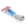 6pcs stainless steel bule plastic handle tableware with opp bag