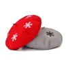 Custom embroidery snowflake image decorate beret hats girls ladies knitted wool red grey beret