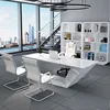 Special shape creative white baking paint office desk table for manager boss modern fashion design desk office furniture