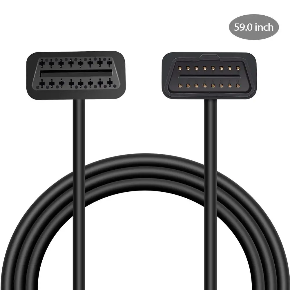 Universal Black 16pin Male to Female Extension Cable Flat Ribbon Cable for OBD 2 Engine Diagnostic Tool 30cm//0.98ft AusLand 0.98FT Diagnostic Extension Cable OBD2 reader scanner partner Code Reader OBDII Scan Tool