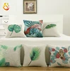 Custom green palm leaf print cushion pillow chair sofa Cotton & Linen cushion 45*45cm