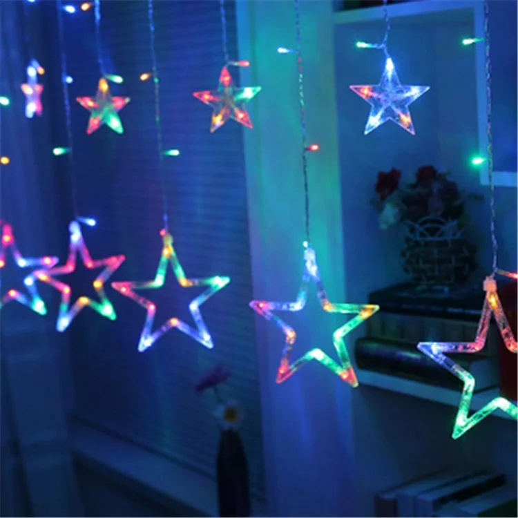 Outdoor Wedding Star Shaped Warm White Led Window Curtain String Lights
