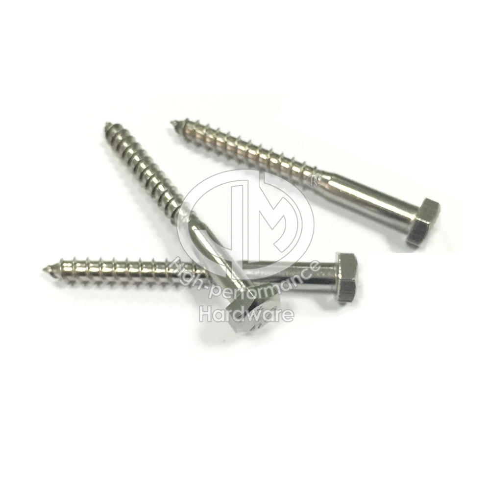 
DIN571 And Inch ASME B18.6.1 Lag Hex Head Stainless Steel Wood Screw 