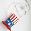 New Style Customized Independence Day Led Flashing Hat Shaped National Flag Printed Necklace