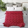 Super soft home textile 100 polyester ready kids and adults red heart printed bedspread bedding quilt set