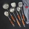 new style Pear flower wood kitchenware Hot-selling 6pcs set with stand stainless steel kitchenware