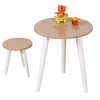 Nashow LMMS-029 Modern New Design Natural White Wooden Kid Round Stool andTable