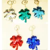 sequins keychain clover,clover shaped sequin keychain