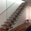Side mounted stable standoff glass railing for indoor wooden steps application
