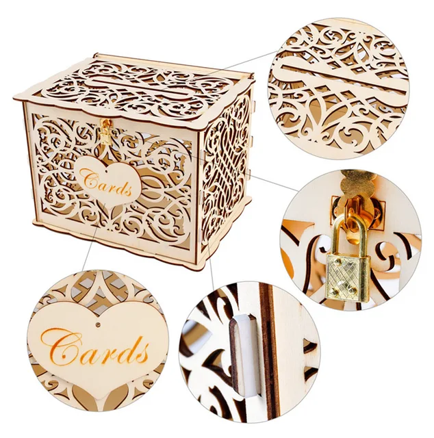 Wholesale Diy Rustic Wedding Card Box Wooden Wedding Wish Card Box