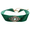 xl008b Drop Shipping Vintage Stylish Fashion Custom Jewelry Wholesale Wide Green Ribbon Choker Necklace