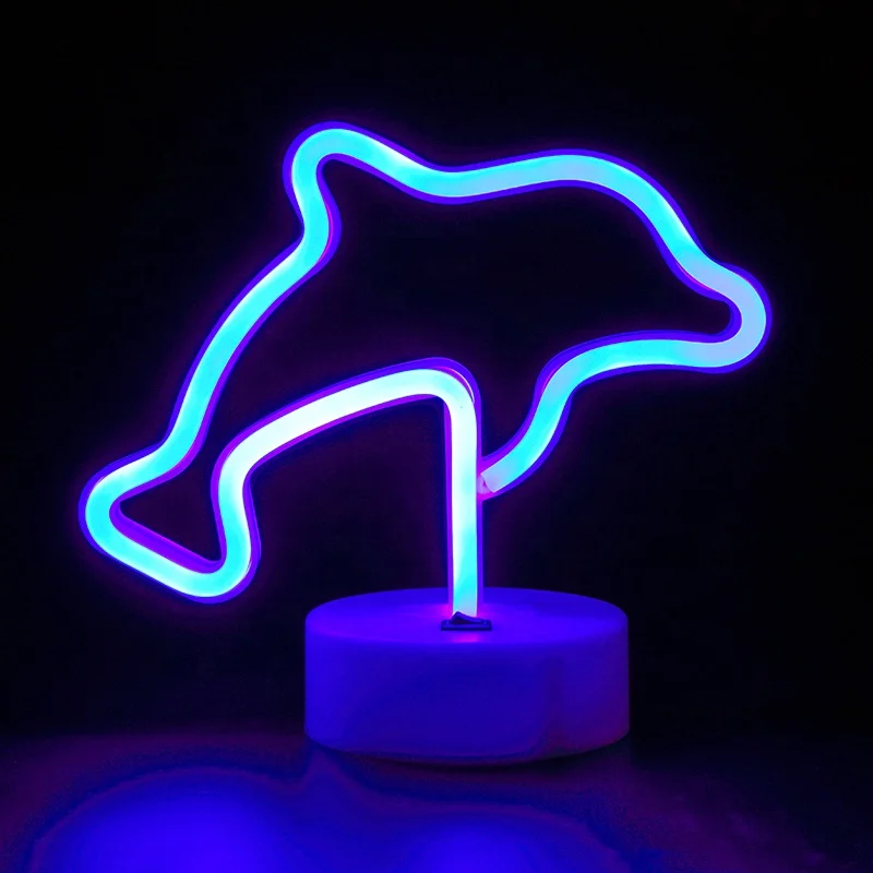 desktop decoration wholesale led usb multicolor dolphin neon light