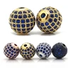 New Brass Beads gold plating micro pave setting blue zirconia spacer beads DIY bracelet necklace jewelry accessories (MPB048)