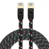Nylon Braided Cat7 Flat Internet Network LAN Patch Cable SSTP Shielded Gold Plated Ethernet Network Patch Cable