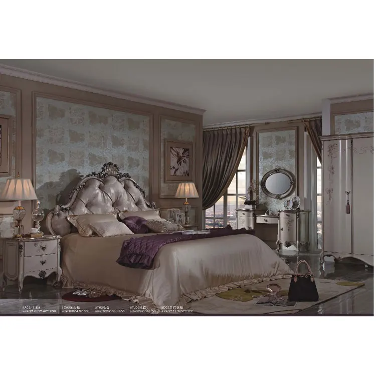 Großhandel royal möbel antik weiß schlafzimmer sets Kaufen Sie die