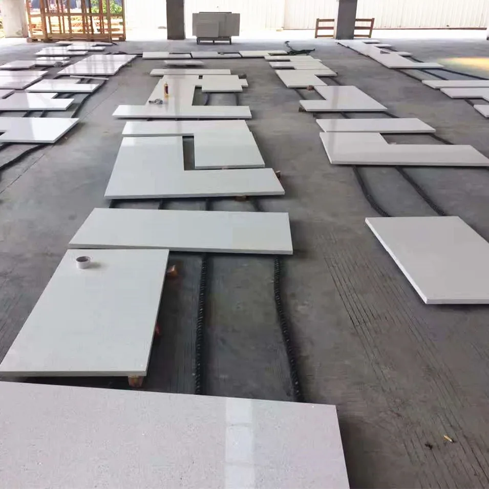 China Quality Polished White Kitchen Quartz Bench Tops