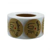 Hybsk Kraft Handmade With Love Stickers with Black Font 1.5" Inch Round Total 500 Adhesive Labels Per Roll
