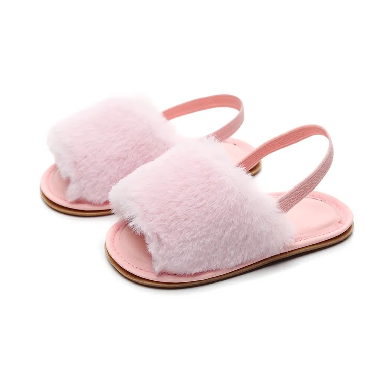 2019 Infant Baby Sandals Slippers Faux Fur Baby Summer Shoes Hard Sole Toddler Girls Boys Sandals