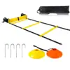 12 rungs agility ladder with 12 field cones and 4 Stakes footwork equipment for soccer football drills