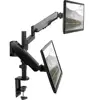 Dual Arm Computer Monitor Desk Mount with Pneumatic Height Adjustment, Full Articulation, Stackable Display
