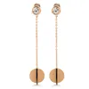 Fashion Korean Gem Jewelry Long Strip Diamond-studded Titanium Steel Nickle Free Earring