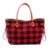 Wholesale Woolen Cloth Plaid Weekender Purse Buffalo Check Tote Bag Personalized Large Carry On Christmas Gift Bags DOM-108377