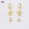 Wuzhou foxi jewelry religious virgin mary gold hoop earring