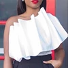 Women Cropped Tops One Shoulder Patchwork White Ruffles Backless Zipper Tops Shirts Summer Backless Elegant Classy Sexy Blusa