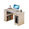 Wooden Modern Library Bookcase with Corner Study Counter Table Design Office Computer Desk