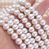 cultured freshwater big natural round pearls strands wholesale 16 inch 5mm 6mm to 9mm aa string of pearl for beading