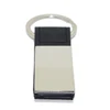 Custom LOGO Metal Leather Obtangle Shape Key Chain for Promotion