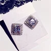 Bling Zircon Stone Square 925 Sterling Silver Stud Earrings Korean Earrings for Women Fashion Jewelry 2019 New