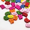 cute cartoon two holes colored tiger head design wooden mini button