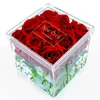 Acrylic Rose Flower Box Water Holder Pot Wedding Gift Box,16 Holes