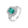 CZCITY Genuine 925 Sterling Silver Emerald Rings for Women Engagement Wedding Big Round Gemstone Bypass Anel Fine Jewelry