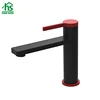 New design square black and red basin mixer tap, black matt bathroom faucet