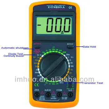 multimeter manual dt9205a