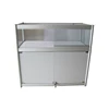 Factory directly sell simple design easy assembled silver aluminum frame wooden display counter/wooden and glass display counter